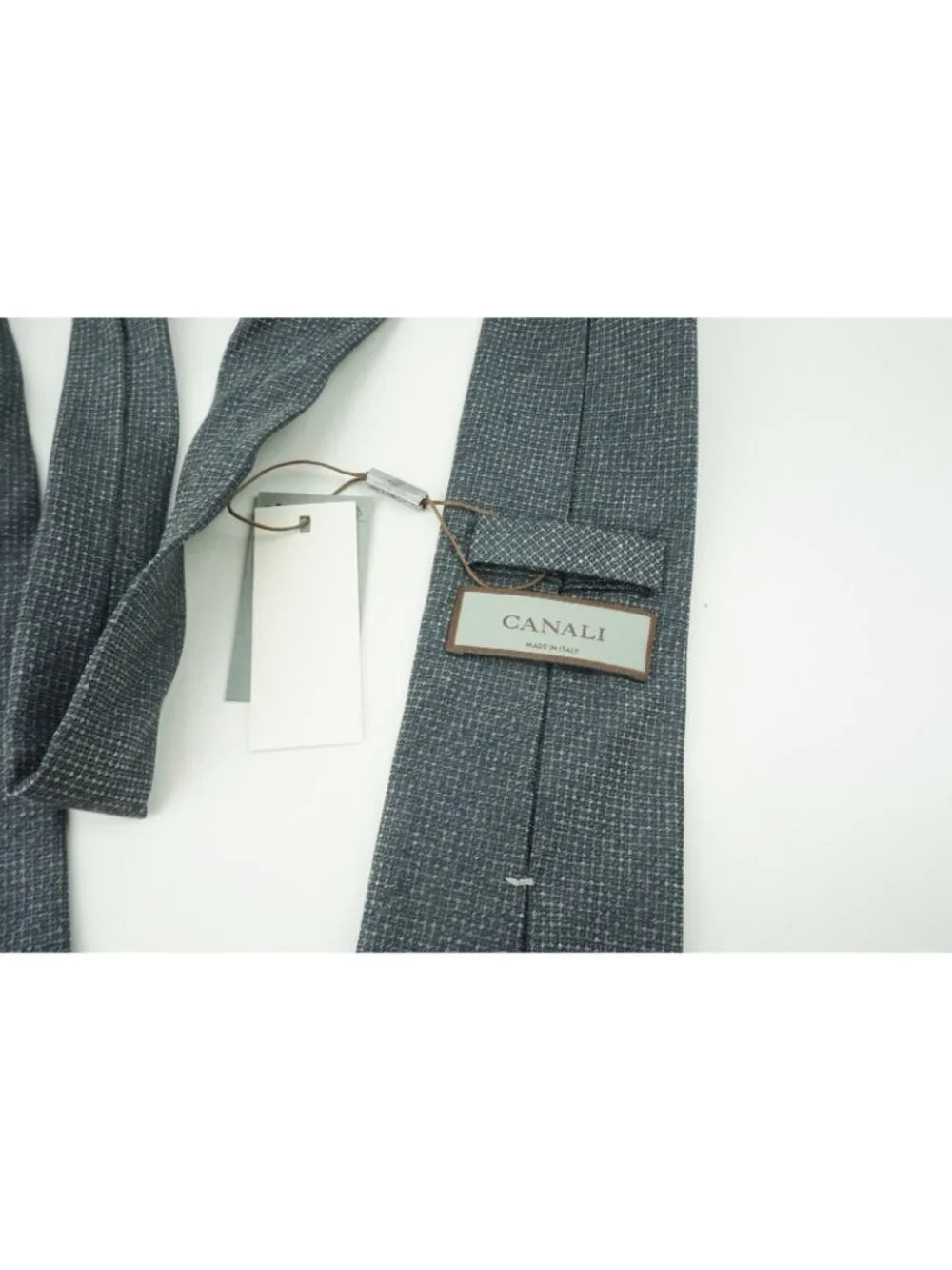 Canali Solid Denim Silver Woven 100% Silk Tie Brand New With Tags